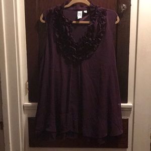 Beautiful purple sleeveless ruffle neck blouse